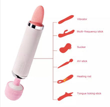 Load image into Gallery viewer, Wand with Nipple Sucking Vibrator Clitoral Stimulator Sex Licking Tongue Vibrating Sucker
