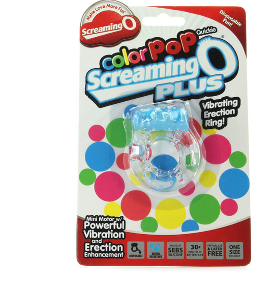 Color Pop Quickie Plus Vibrating Cock Ring in Blue