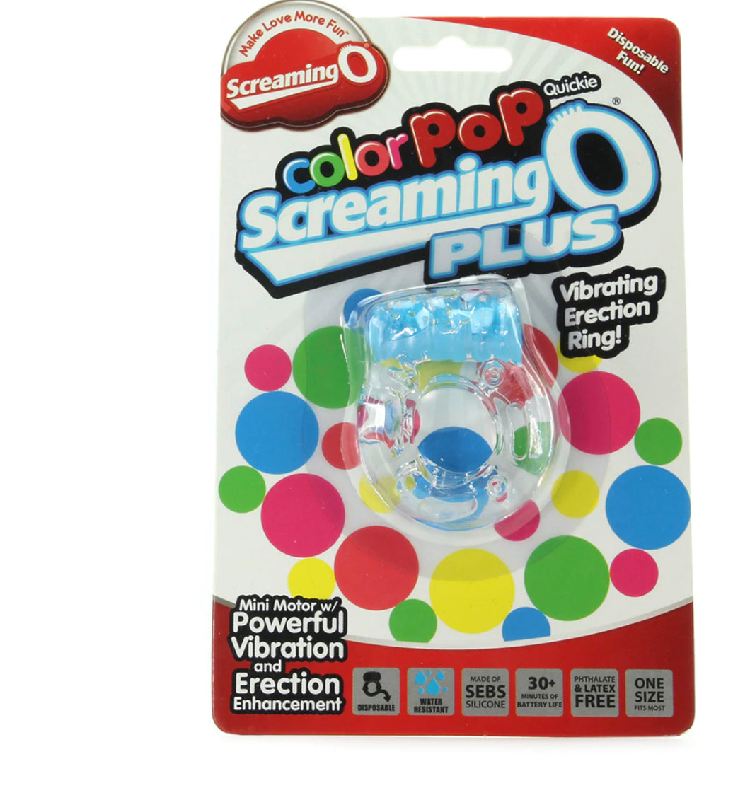 Color Pop Quickie Plus Vibrating Cock Ring in Blue