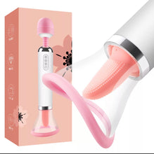 Load image into Gallery viewer, Wand with Nipple Sucking Vibrator Clitoral Stimulator Sex Licking Tongue Vibrating Sucker
