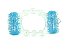 Load image into Gallery viewer, Quickie Two-O Double Pleasure Cock Ring in Blue
