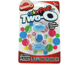 Load image into Gallery viewer, Quickie Two-O Double Pleasure Cock Ring in Blue

