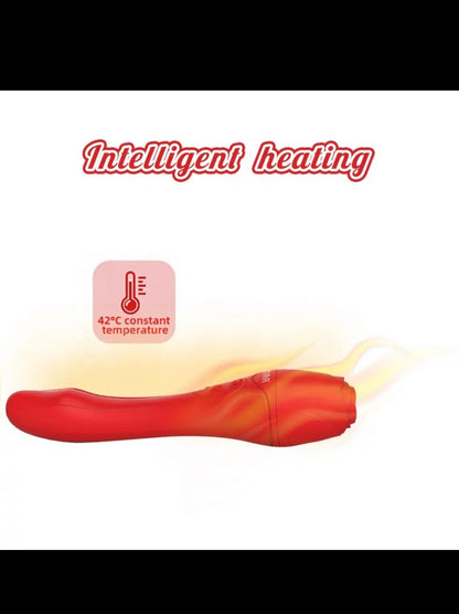 The Rose Vibrating Heating Dildo