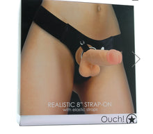 Load image into Gallery viewer, Ouch! Strap-On Harness &amp; 8 Inch Realistic Dildo in Ivory

