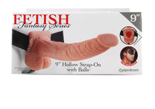 Load image into Gallery viewer, Fetish Fantasy 9 Inch Hollow Strap-On with Balls in Flesh
