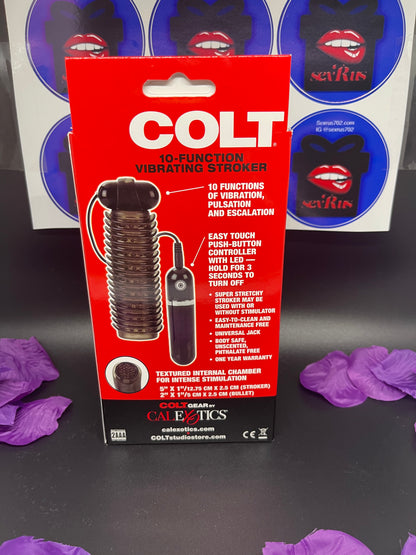 Colt 10 Function Textured Vibrating Stroker in Smoke